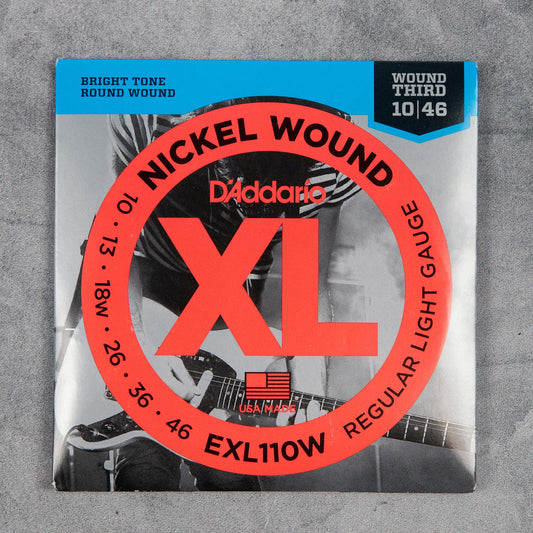D'Addario EXL110W Nickel Wound Electric Guitar Strings, 10-46, (Wound Third) Regular Light