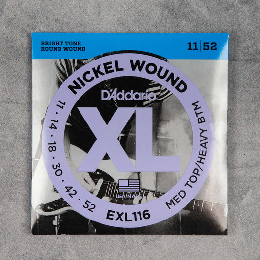 D'Addario EXL116 Nickel Wound Electric Guitar Strings, 11-52, Medium Top/Heavy Bottom Set