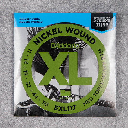 D'Addario EXL117 Nickel Wound Electric Guitar Strings, 11-56, Medium Top/Extra Heavy Bottom