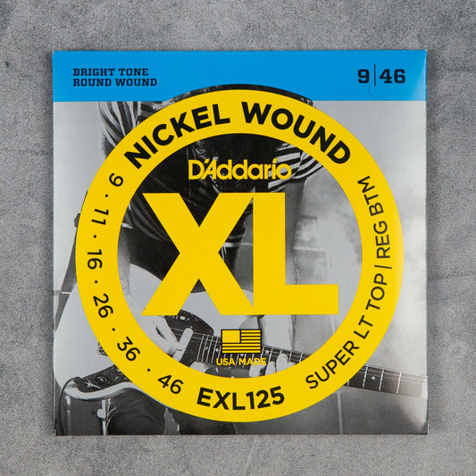 D'Addario EXL125 Nickel Wound Electric Guitar Strings, 09-46, Super Light Top/Regular Bottom Set