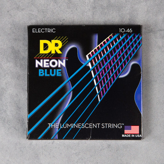 DR NBE-10 Hi-Def Neon Blue K3 Coated Electric Guitar Strings, Medium, 10-46