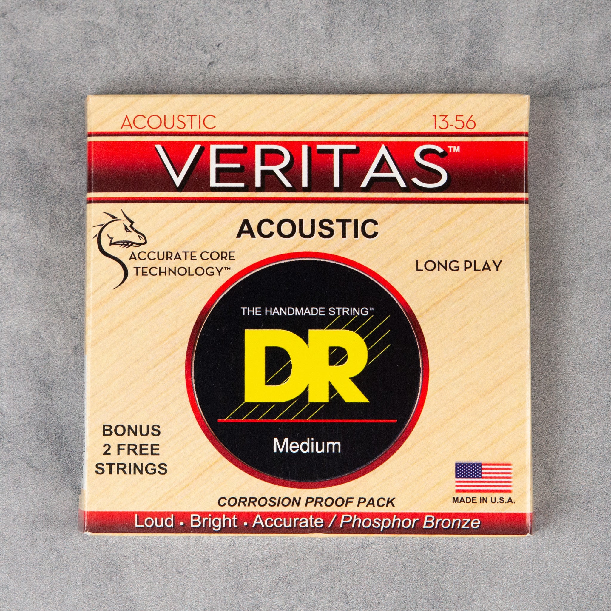 DR VTA-13 Veritas Phosphor Bronze Acoustic Guitar Strings, Medium, 13-56