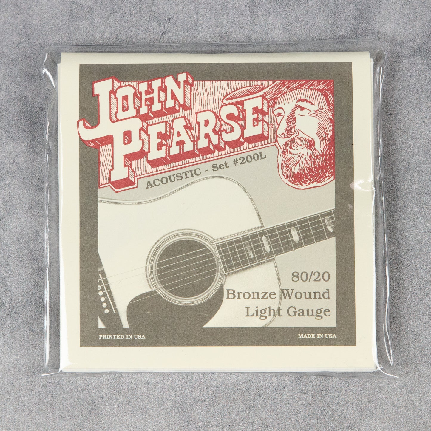 John Pearse 200L 80/20 Bronze Acoustic Guitar Strings, Light, 12-53