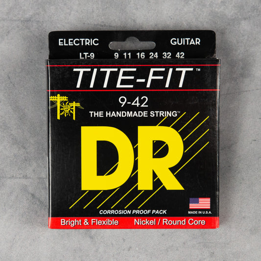 DR LT-9 Tite-Fit Nickel-Plated Electric Guitar Strings, Lite-Tite, 9-42