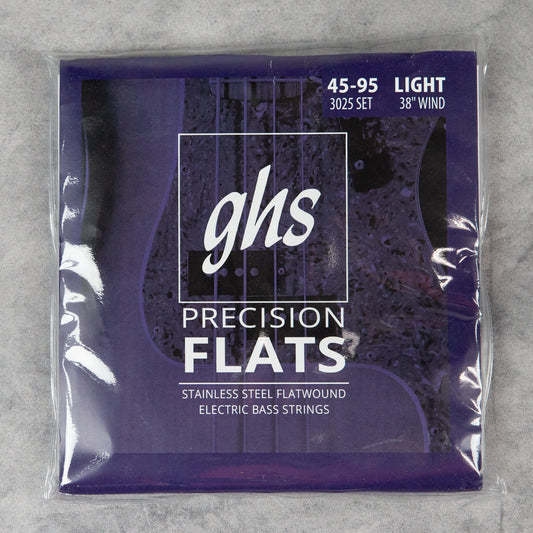 GHS 3025 Precision Flats Electric Bass Strings, Light, 45-95