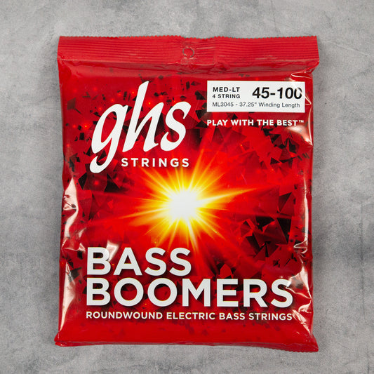 GHS ML3045 Boomers Roundwound Electric Bass Strings, Medium-Light, 45-100