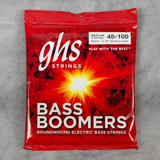 GHS M3045 Boomers Roundwound Electric Bass Strings, Medium, 45-105