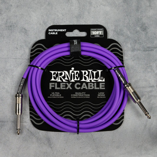 Ernie Ball Flex Instrument Cable Straight/Straight 10ft, Purple