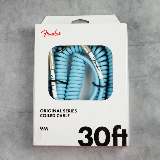 Fender 30' Original Series Coil Cable, Straight-Angle, Daphne Blue