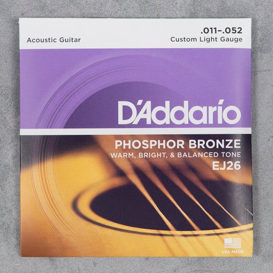 D'Addario EJ26 Custom Light Acoustic Guitar Strings, 11-52