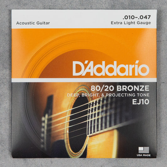 D'Addario EJ10 Extra Light Acoustic Guitar Strings, 10-47