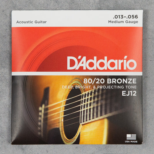 D'Addario EJ12 Medium Acoustic Guitar Strings, 13-56