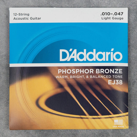 D'Addario EJ38 Light 12-String Acoustic Guitar Strings, 10-47