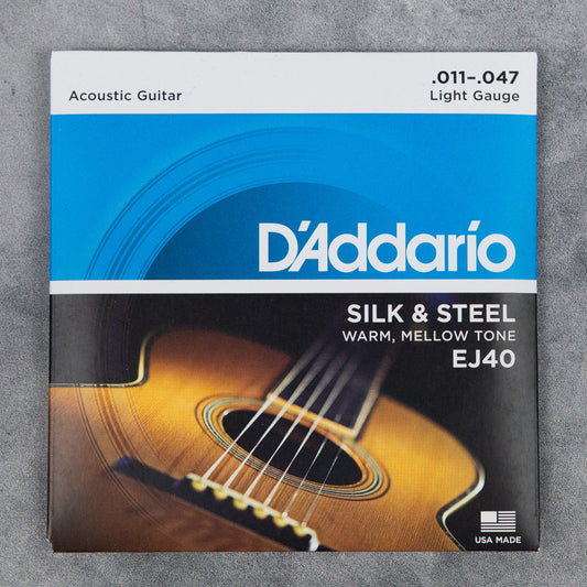 D'Addario EJ40 Silk and Steel Light Acoustic Guitar Strings, 11-47