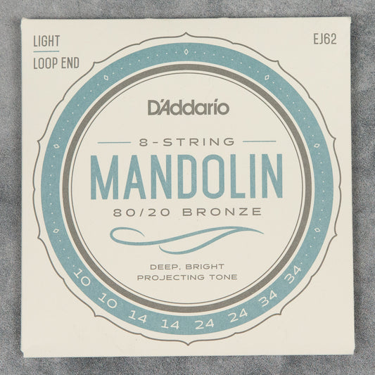 D'Addario EJ62 Light 80/20 Bronze Mandolin String Set, 10-34