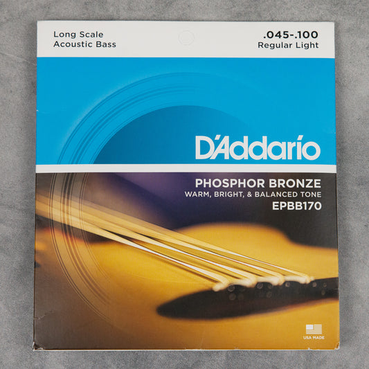 D’Addario EPBB170 Long Scale Acoustic Bass Strings, Regular Light, 45-100