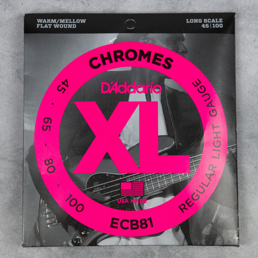 D'Addario ECB81 XL Chromes Long Scale Bass Strings, Regular Light, 45-100