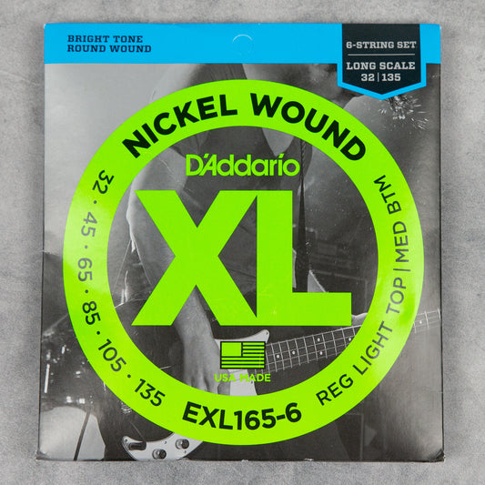 D’Addario EXL165-6 Long Scale 6-String Bass Strings, Regular Light Top/Medium Bottom, 32-135