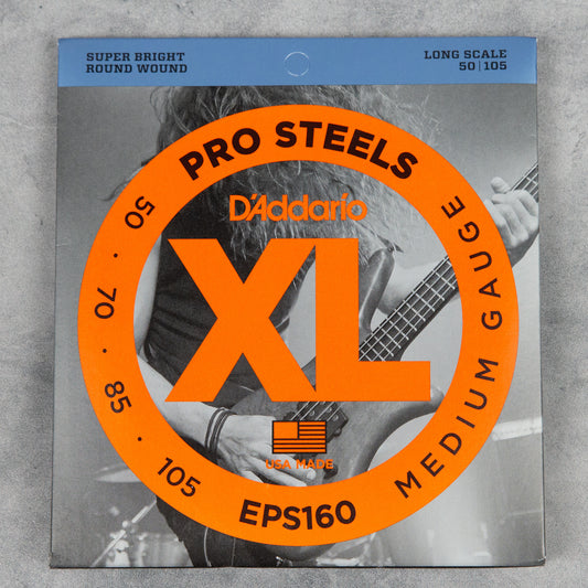 D’Addario EPS160 ProSteels Long Scale Bass Strings, Medium, 50-105