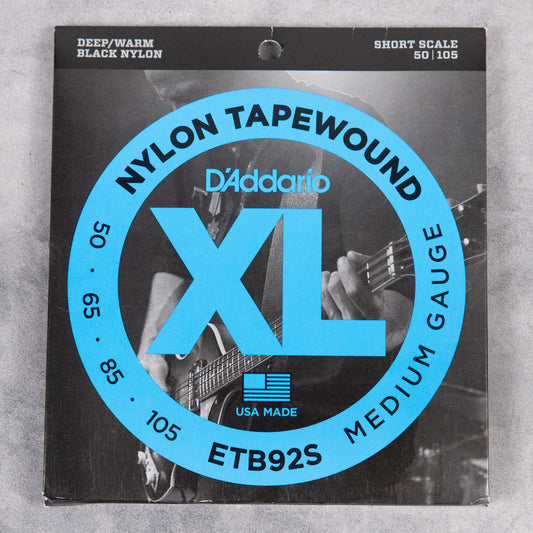 D'Addario ETB92S Nylon Tapewound Short Scale Bass Strings, Medium, 50-105