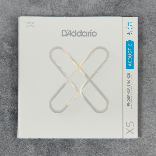 D’Addario XSAPB1047-12 Coated 12-String Acoustic Guitar Strings, Light, 10-47