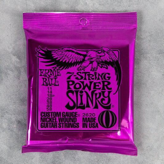 Ernie Ball P02620 Power Slinky 7-String Set, Nickel Wound, 11-58