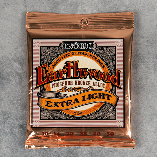 Ernie Ball 2150 Earthwood Phosphor Bronze Acoustic Guitar Strings, Extra Light, 10-50