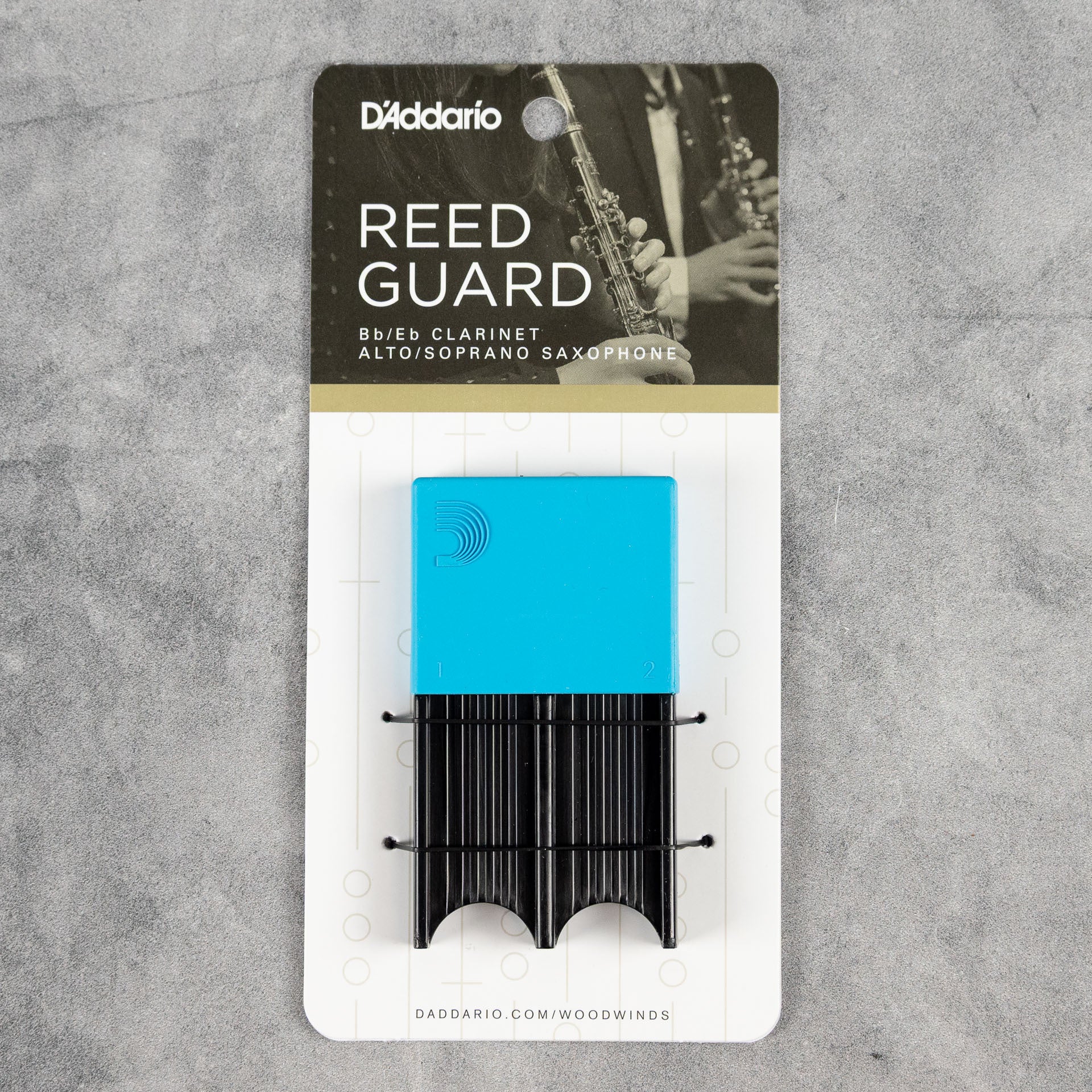 D'Addario Alto Sax/Clarinet Reed Guard, Blue (Holds 4 Reeds)