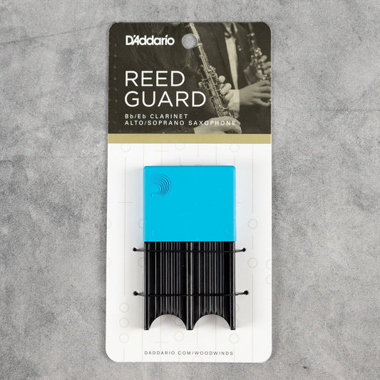 D'Addario Alto Sax/Clarinet Reed Guard, Blue (Holds 4 Reeds)