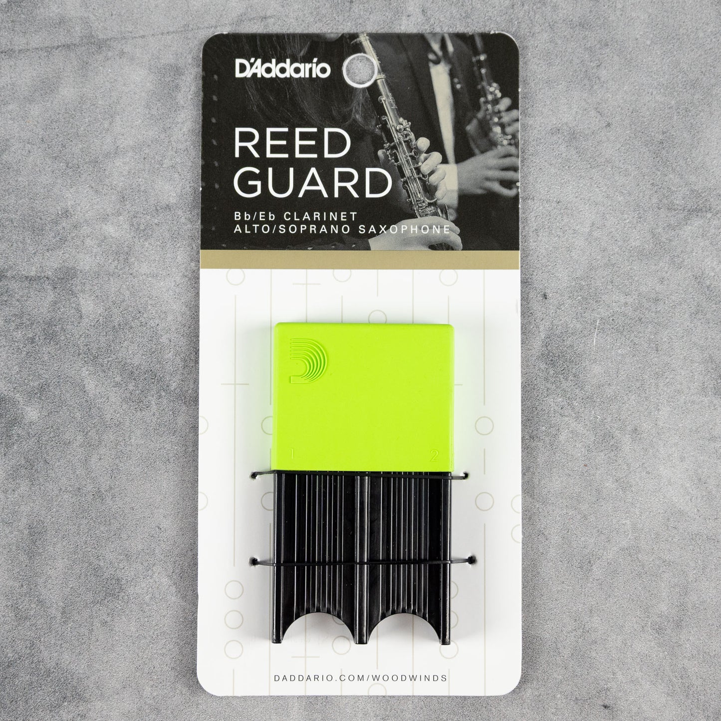 D'Addario Alto Sax/Clarinet Reed Guard, Green (Holds 4 Reeds)