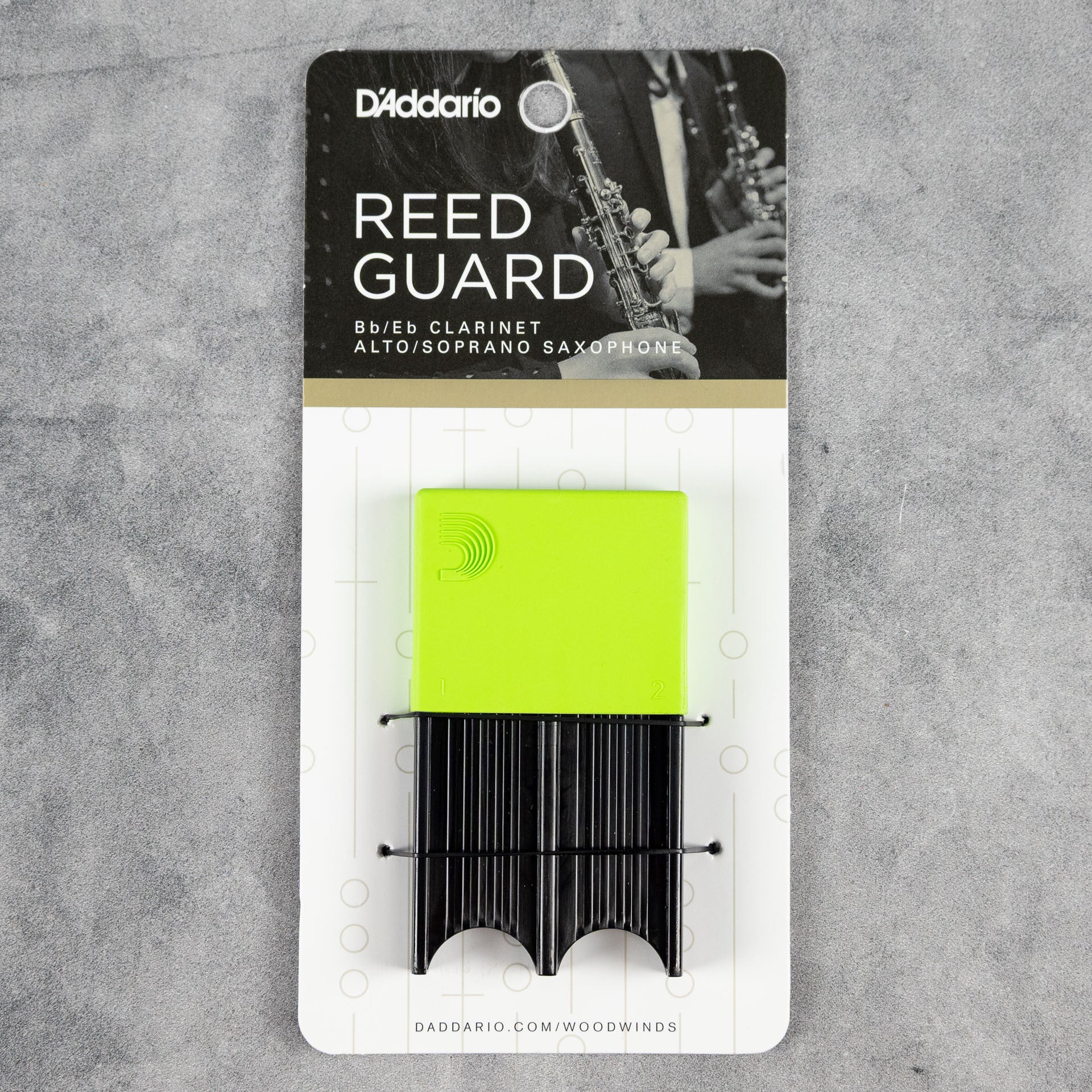 D'Addario Alto Sax/Clarinet Reed Guard, Green (Holds 4 Reeds)