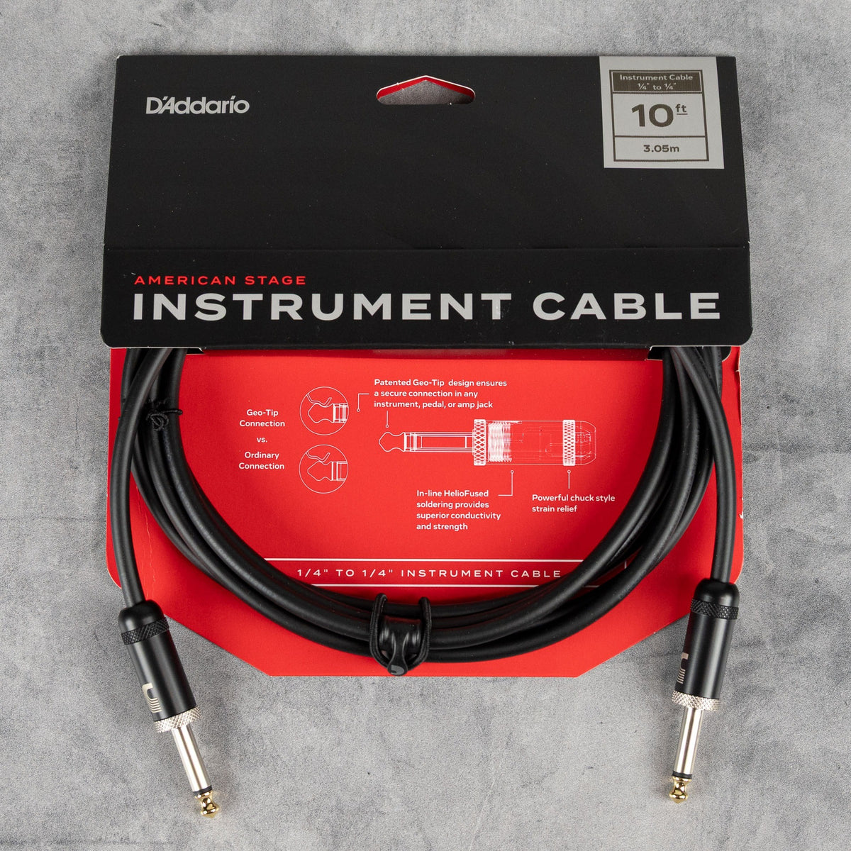 D'Addario American Stage Instrument Cable 10', Straight to Straight