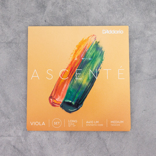D'Addario Ascenté A410 LM Viola String Set, Long Scale 16"-16 1/2", Medium Tension