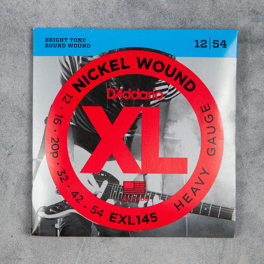 D'Addario EXL145 Nickel Wound Electric Guitar Strings, 12-54, (Plain Third) Heavy Set