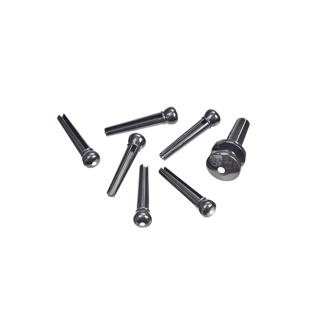 D'Addario Plastic Bridge & End Pins, Black w/Ivory Dot