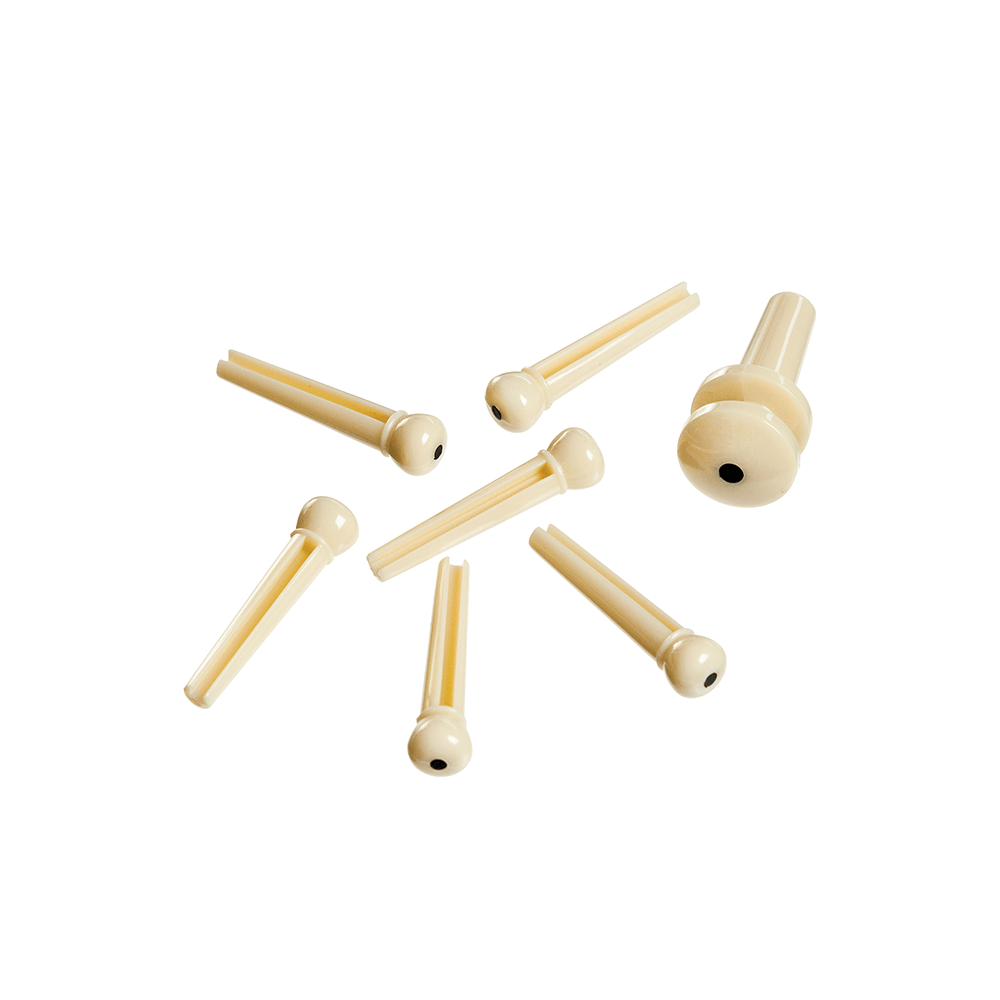 D'Addario Plastic Bridge & End Pins, Ivory w/Black Dot