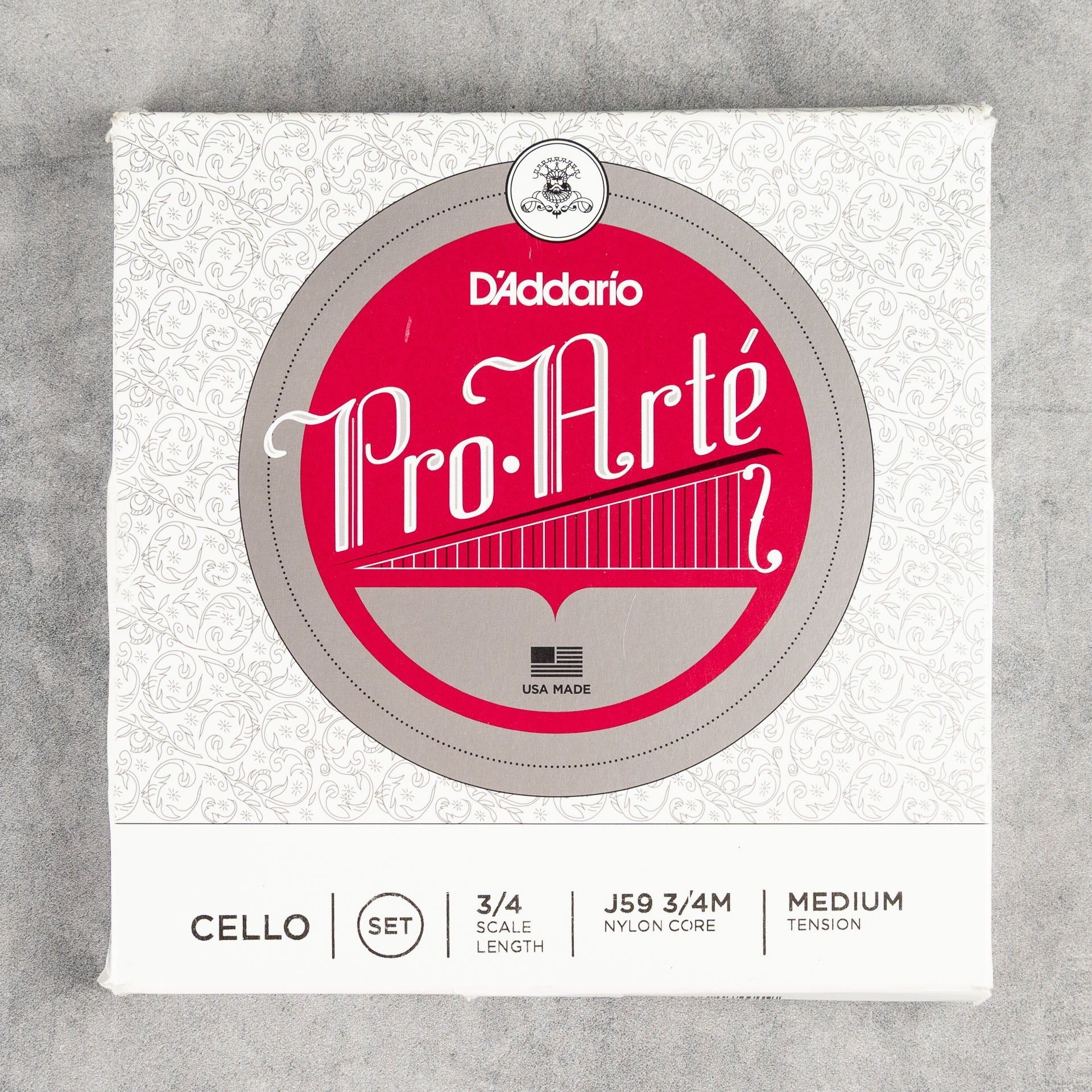 D'Addario Pro-Arté Cello String Set, 3/4 Scale, Medium Tension