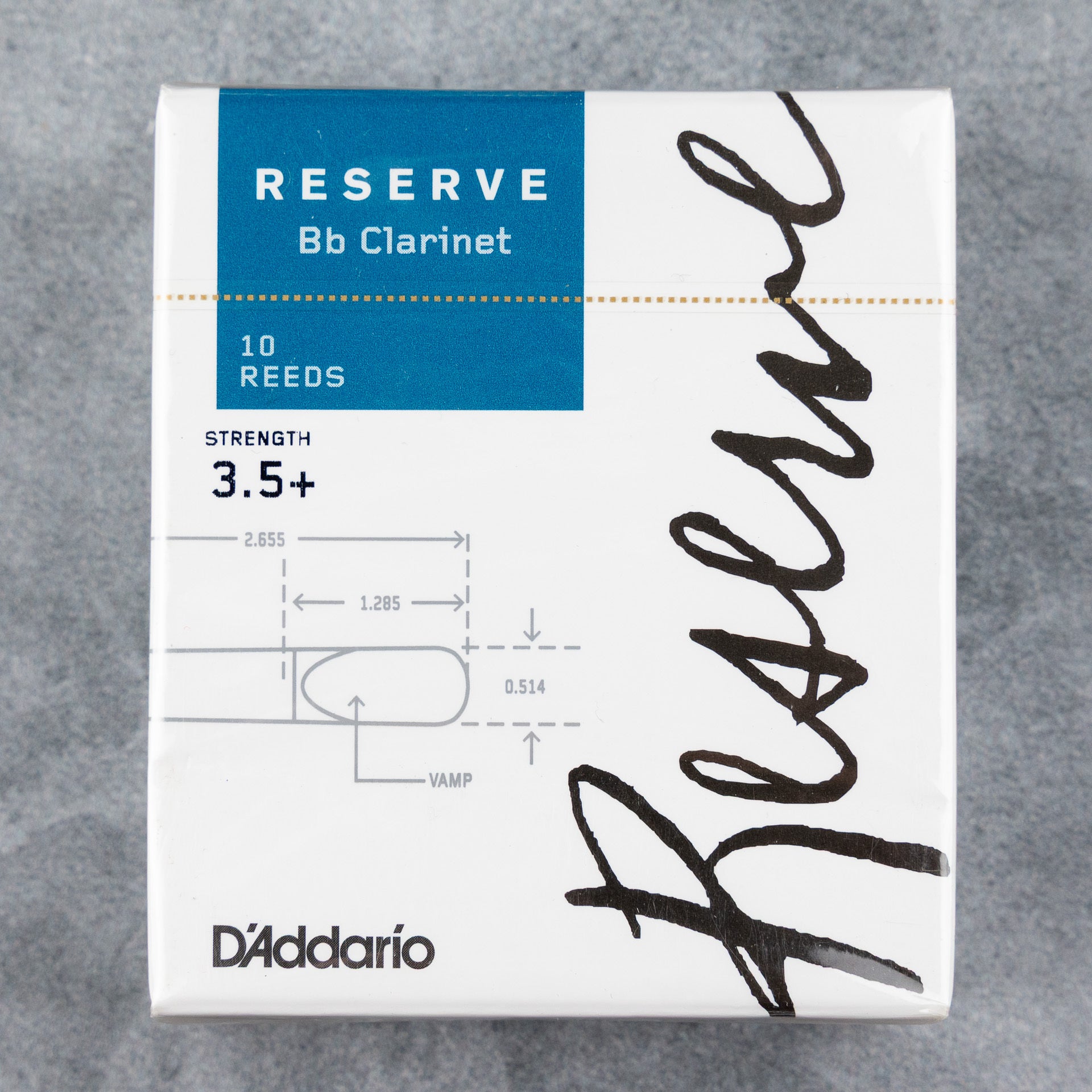 D'Addario Reserve Bb Clarinet Reeds, Strength 3.5+ (Box of 10)