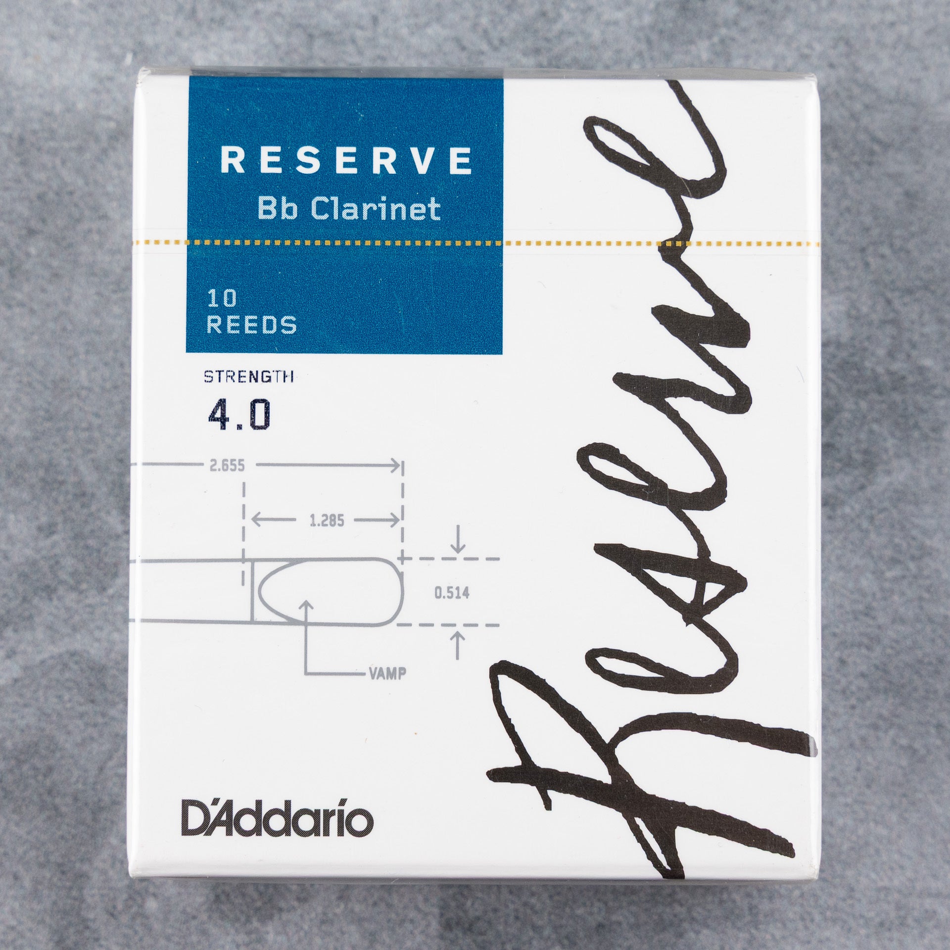 D'Addario Reserve Bb Clarinet Reeds, Strength 4.0 (Box of 10)