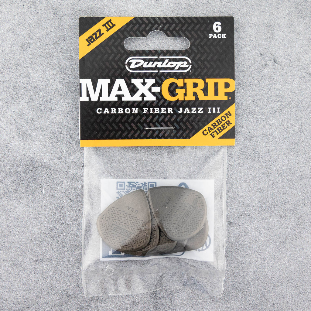 Dunlop Max-Grip Jazz III Carbon Fiber Picks, 1.38mm, 6-Pack