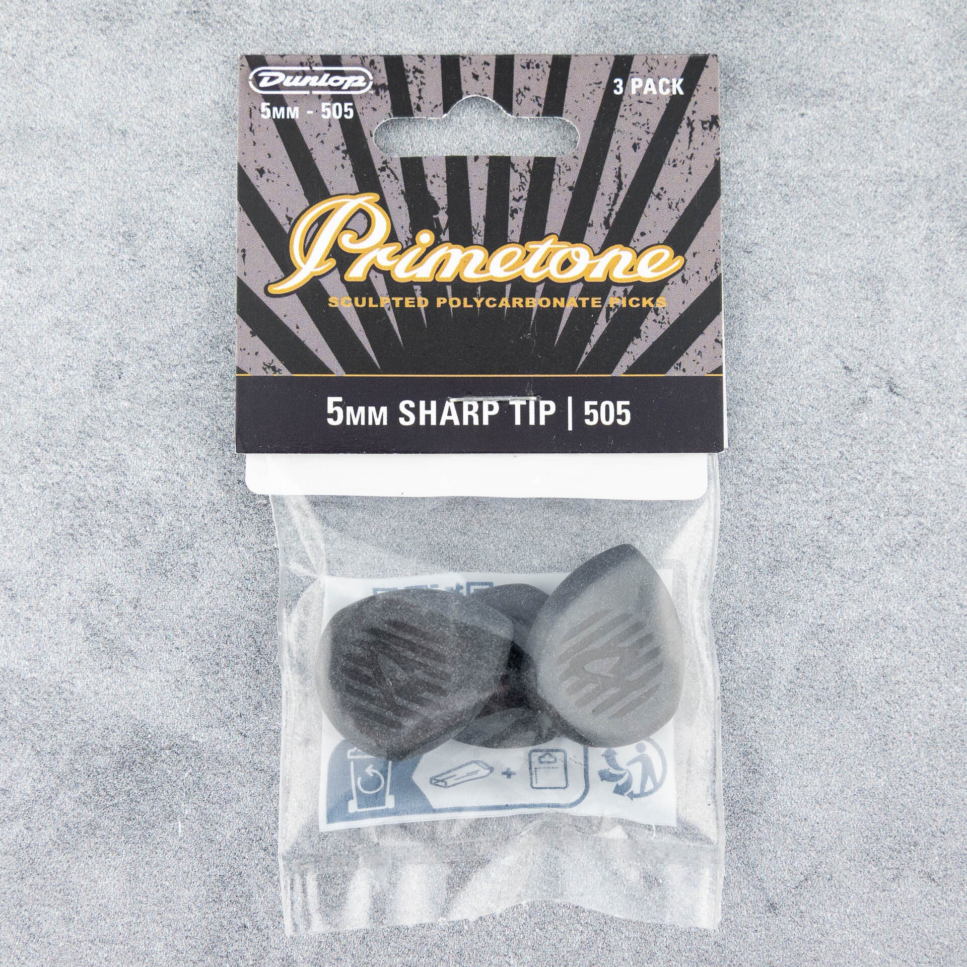 Dunlop Primetone Classic Sharp Tip Picks, 5.0mm, 3-Pack