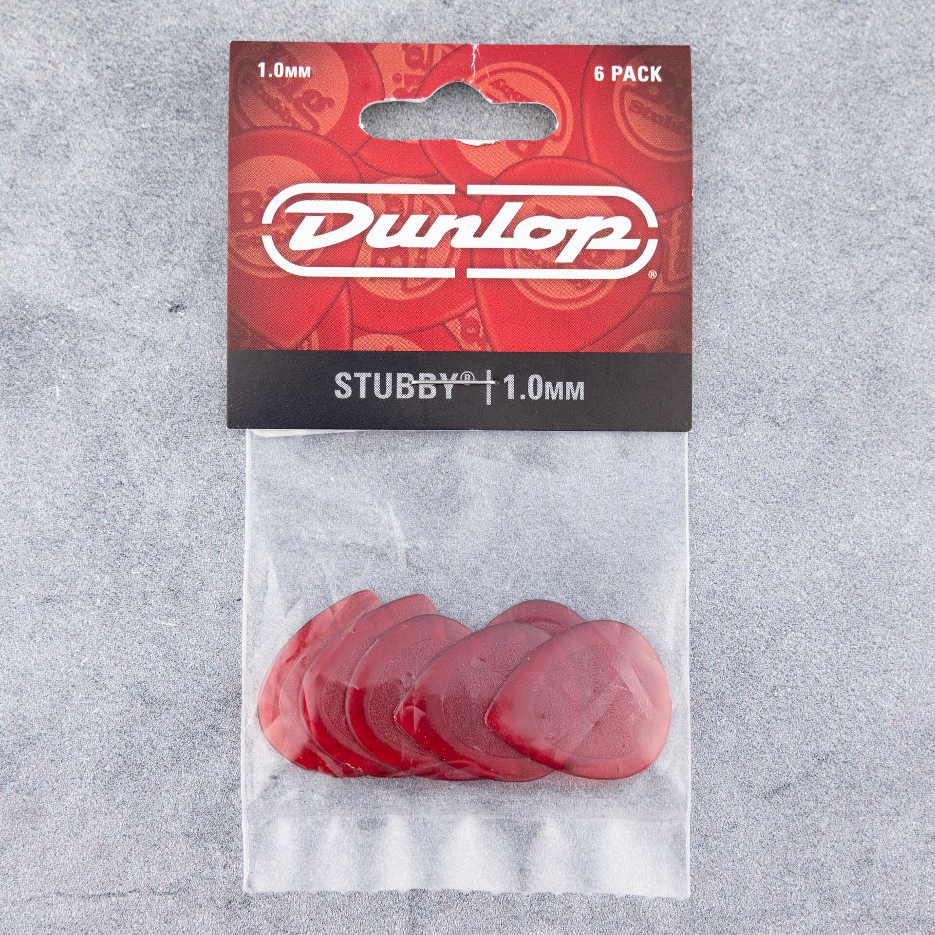Dunlop Stubby Jazz Picks, 1.00mm, Red, 6-Pack