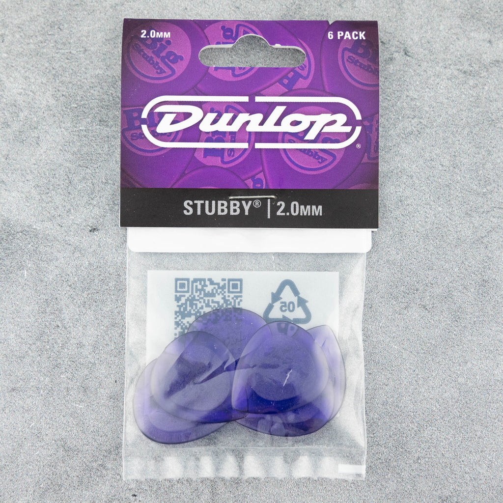 Dunlop Stubby Jazz Picks, 2.00mm, Purple, 6-Pack
