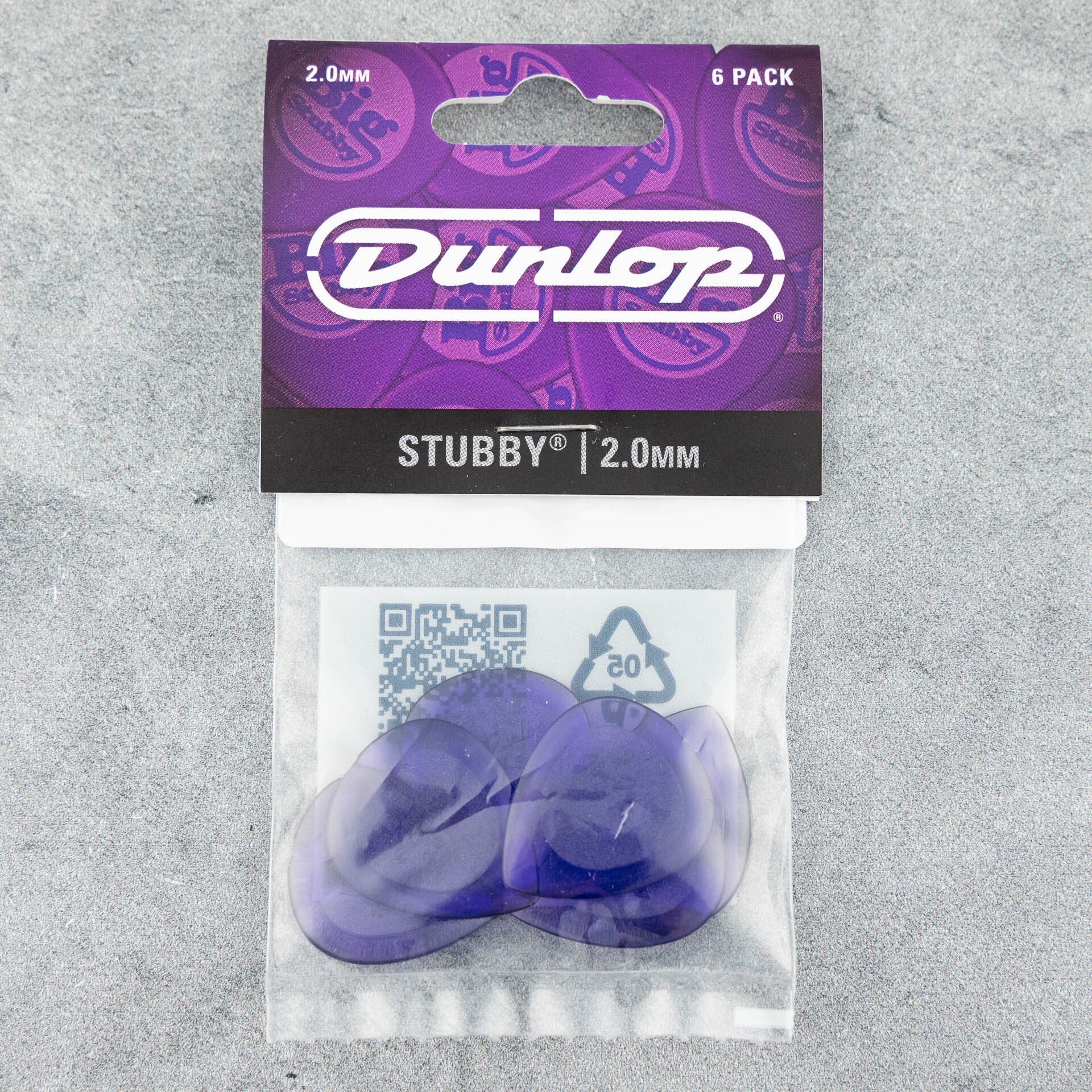 Dunlop Stubby Jazz Picks, 2.00mm, Purple, 6-Pack
