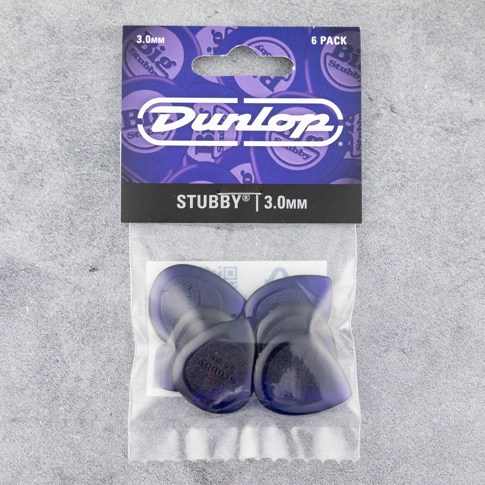 Dunlop Stubby Jazz Picks, 3.00mm, Purple, 6-Pack