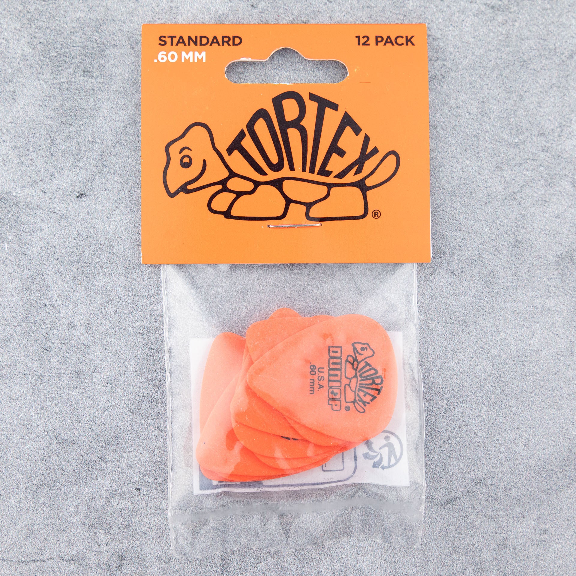 Dunlop Tortex Standard Picks, 0.60mm, Orange, 12-Pack