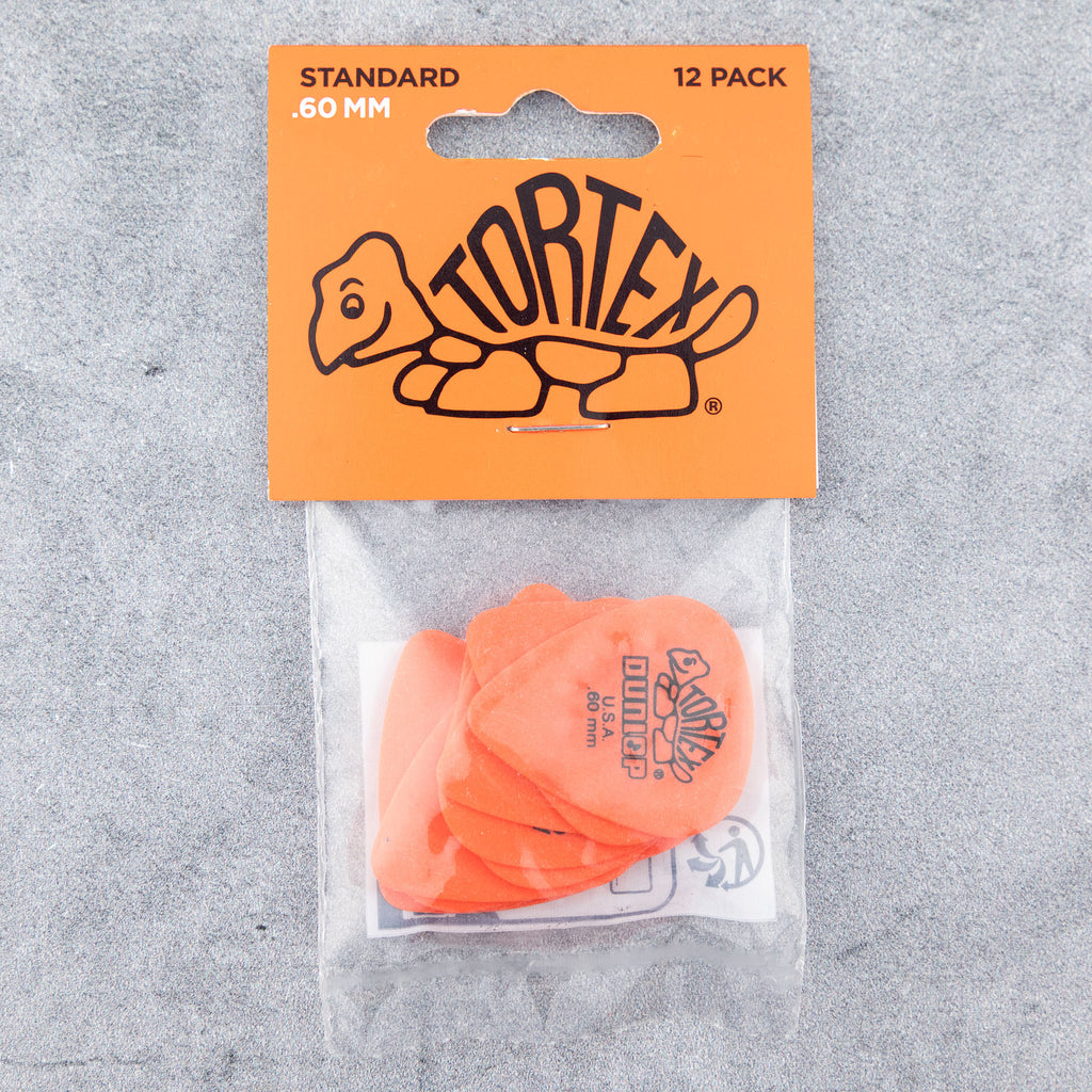 Dunlop Tortex Standard Picks, 0.60mm, Orange, 12-Pack
