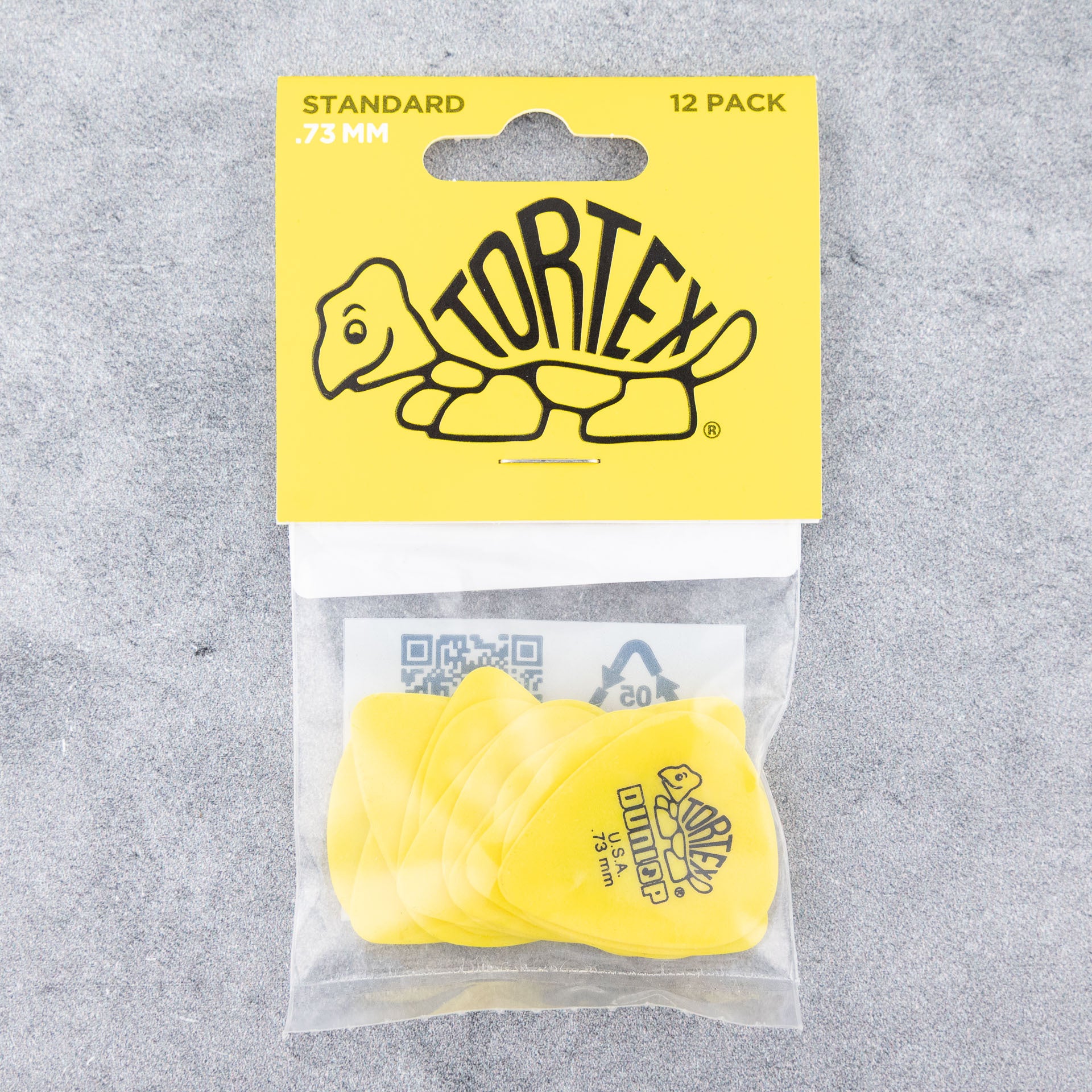 Dunlop Tortex Standard Picks, 0.73mm, Yellow, 12-Pack