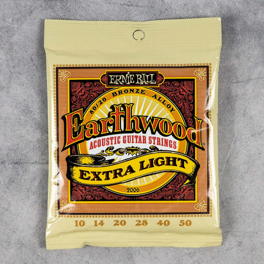 Ernie Ball Earthwood 80/20 Bronze Acoustic Guitar Strings, 10-50, Extra Light