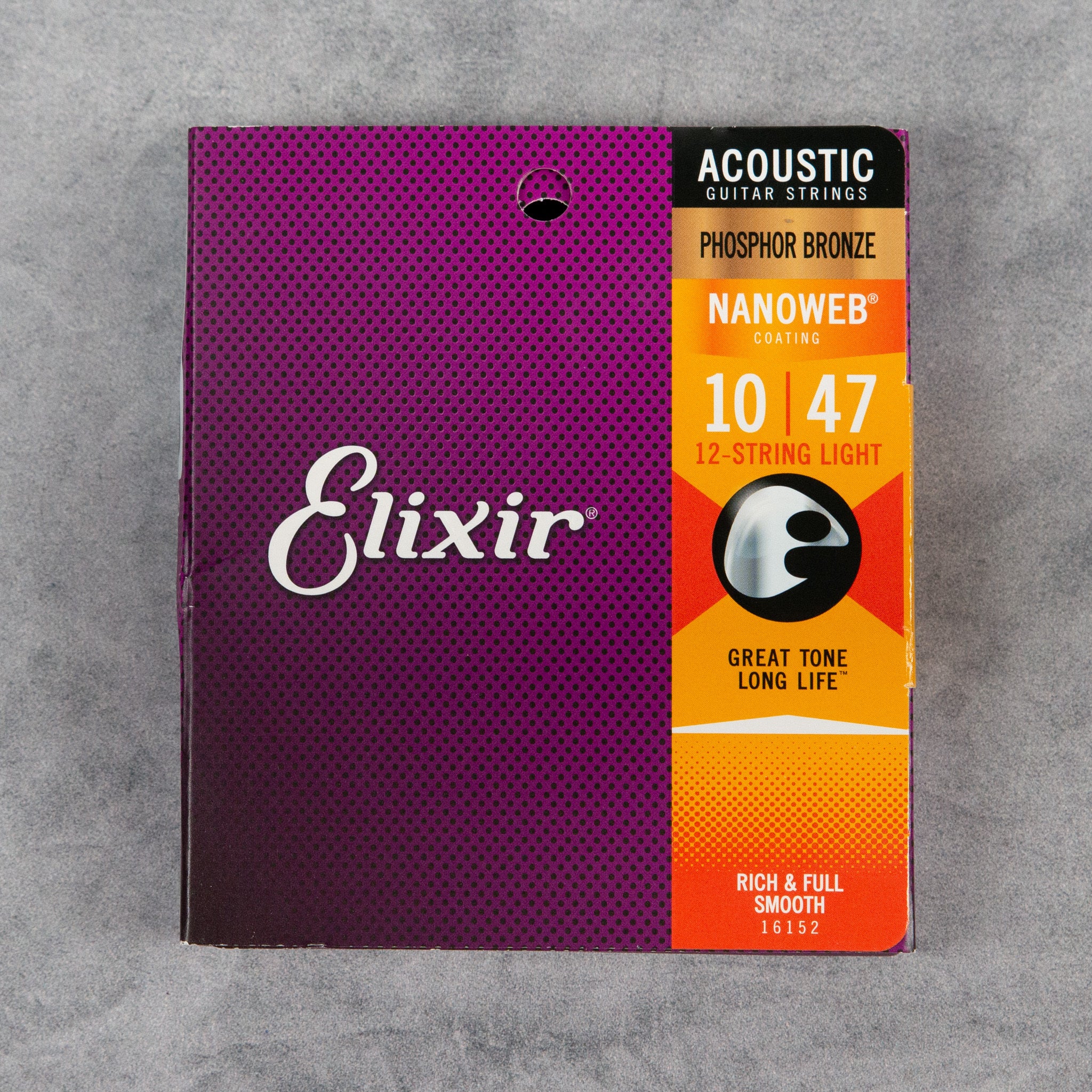 Elixir 16152 Nanoweb Coated Phosphor Bronze Acoustic Guitar Strings, 12-String, Light, 10-47